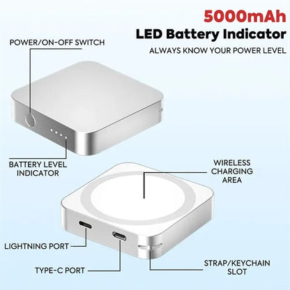 Magnetic 3-in-1 Wireless Power Bank 5000mAh