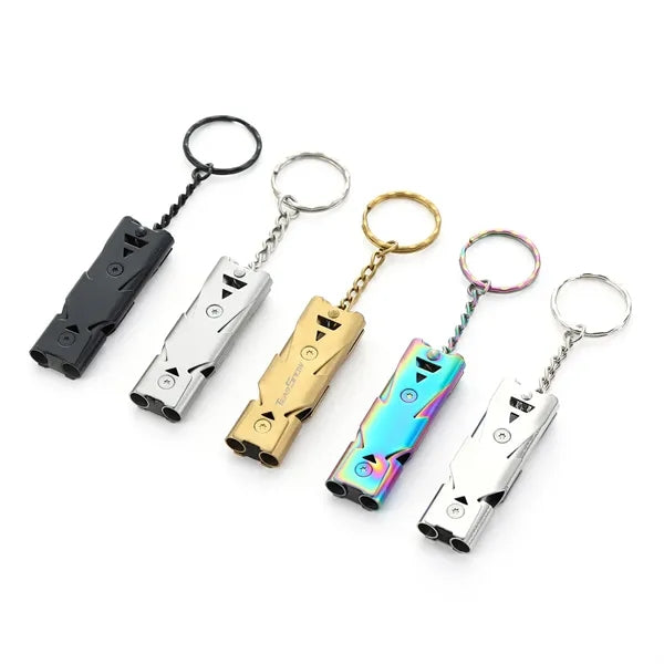 High-Pitched Dual-Tube Keychain Whistle