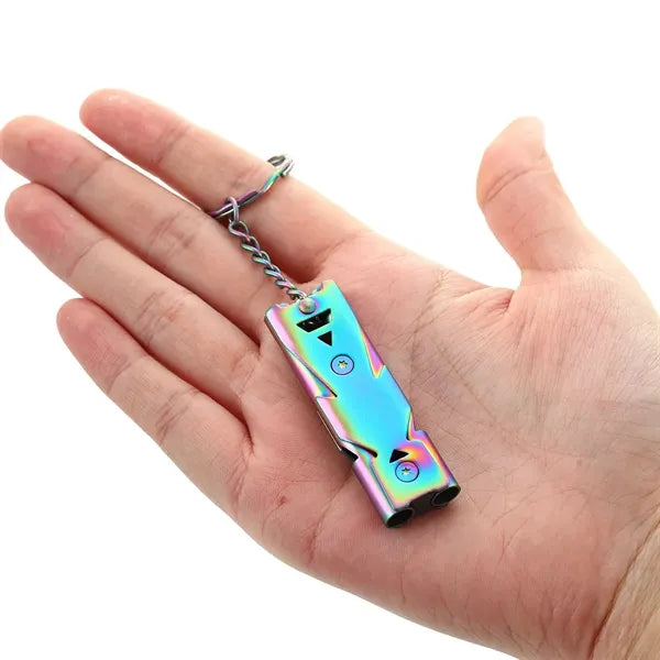 High-Pitched Dual-Tube Keychain Whistle