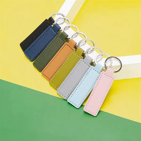 Rectangular Leather Keychain