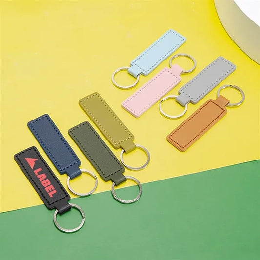 Rectangular Leather Keychain