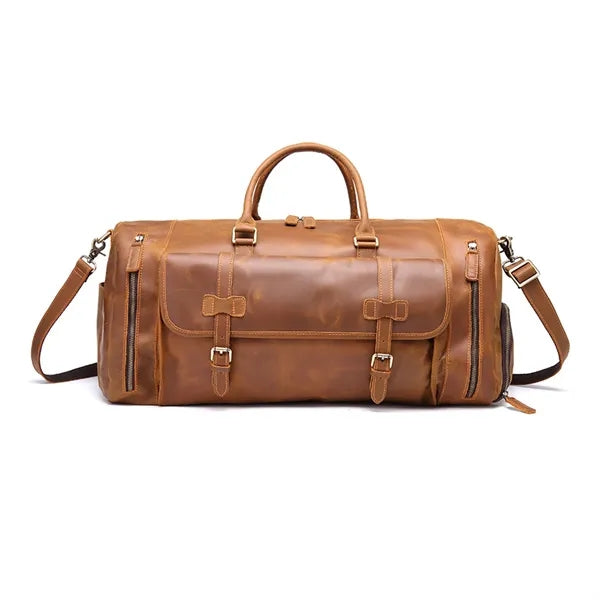 Vintage Crazy Horse Leather Travel Duffel Bag