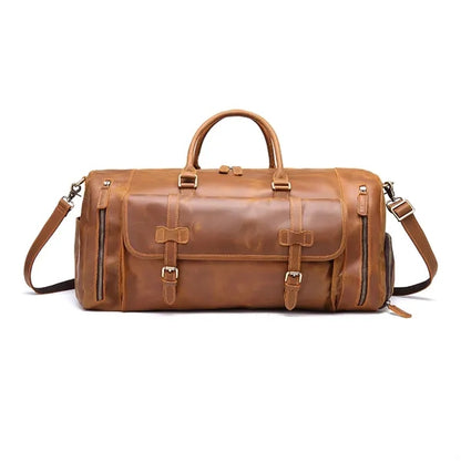 Vintage Crazy Horse Leather Travel Duffel Bag