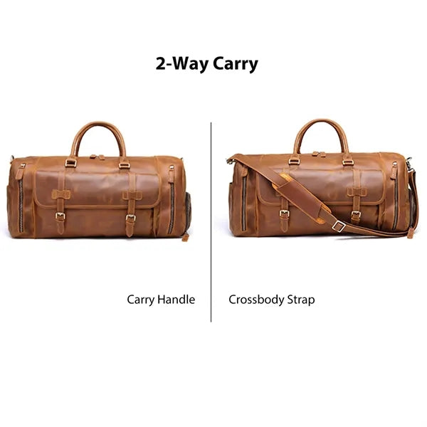 Vintage Crazy Horse Leather Travel Duffel Bag