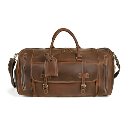Vintage Crazy Horse Leather Travel Duffel Bag