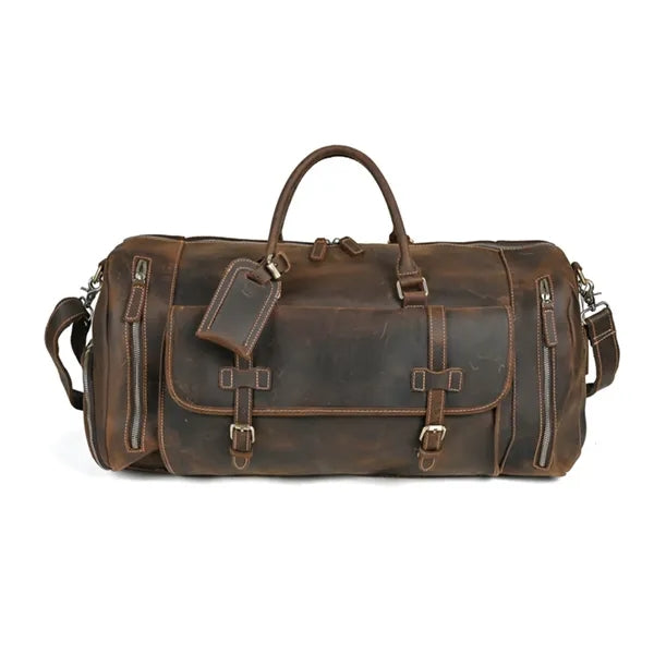 Vintage Crazy Horse Leather Travel Duffel Bag