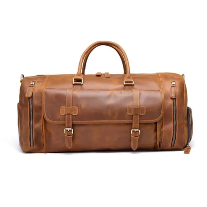 Vintage Crazy Horse Leather Travel Duffel Bag