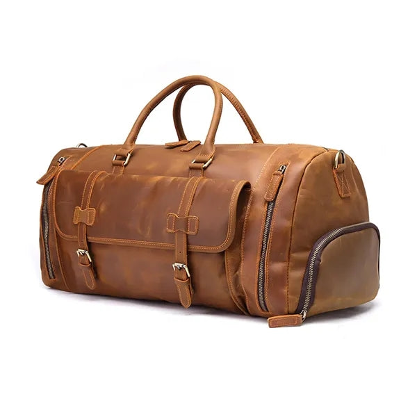 Vintage Crazy Horse Leather Travel Duffel Bag