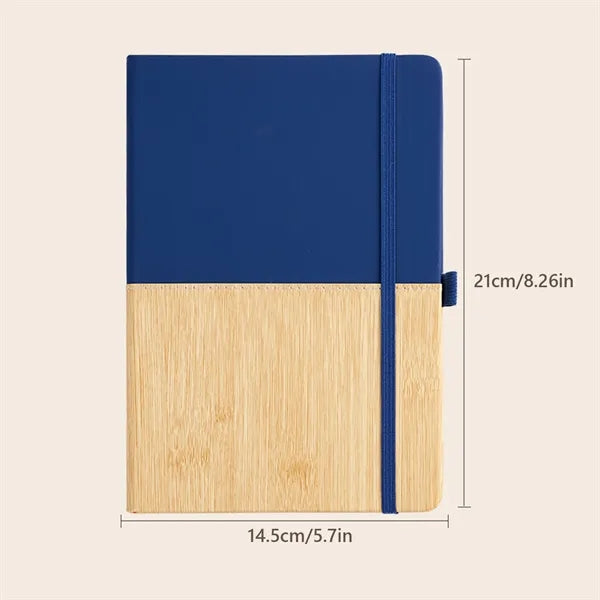 Bamboo Grain Leather A5 Notebook with Elastic Band