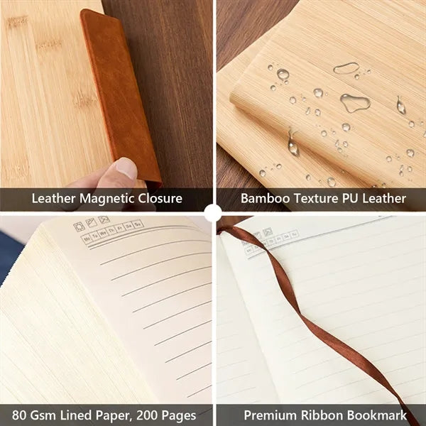 A5 Bamboo Grain Leather Notebook