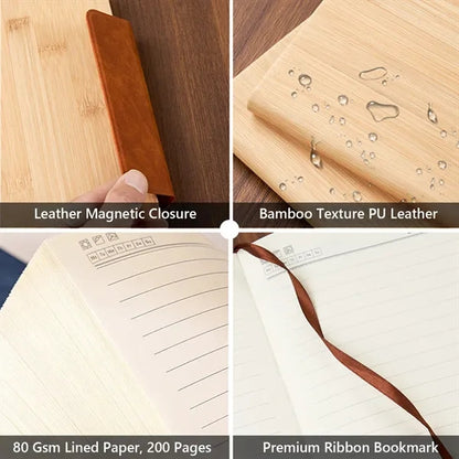 A5 Bamboo Grain Leather Notebook