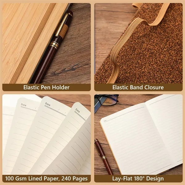 A5 Bamboo Cover Elastic Band Notebook