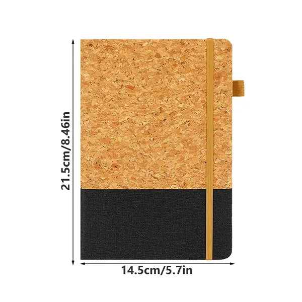 Eco Cork Business Notebook with Elastic Closure