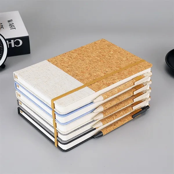 Eco Cork Business Notebook with Elastic Closure