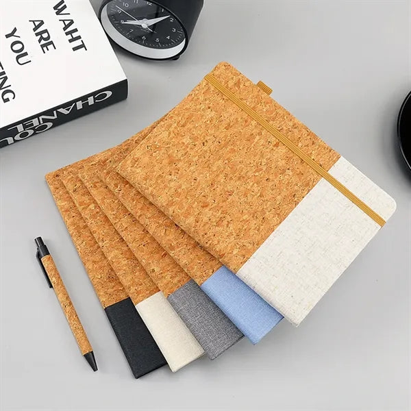Eco Cork Business Notebook with Elastic Closure
