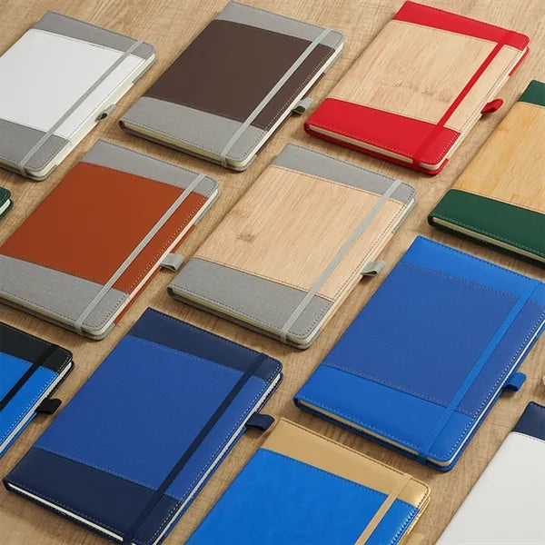 A5 Faux Bamboo Notebook with Elastic Band