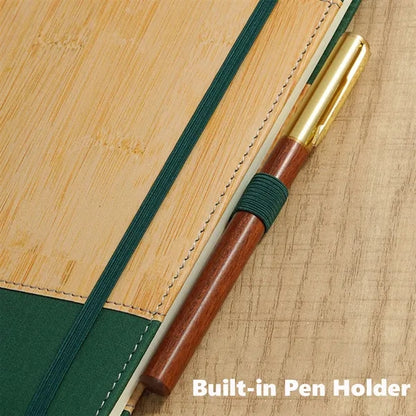 A5 Faux Bamboo Notebook with Elastic Band