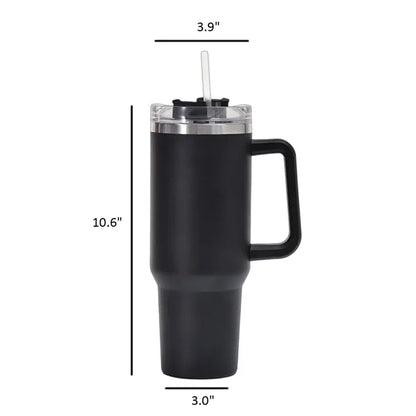 40oz Stainless Steel Insulated Tumbler with Handle and Straw