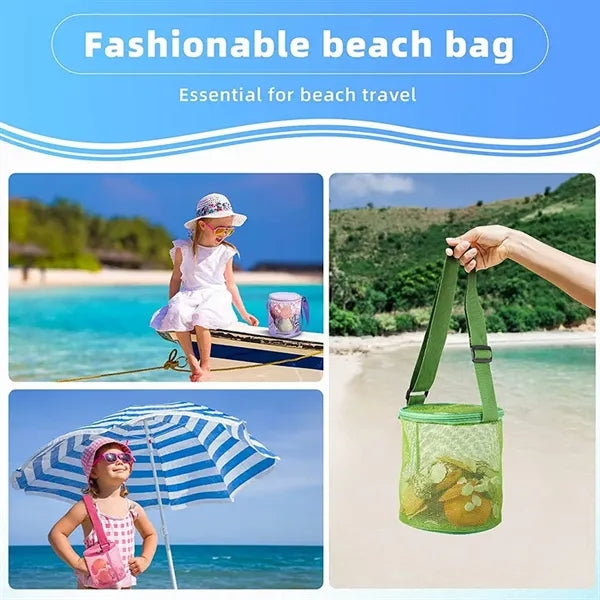 Portable Mesh Beach Bag with Zipper