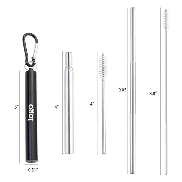 Eco Friendly Telescopic Stainless Steel Straws Kit