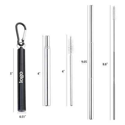 Eco Friendly Telescopic Stainless Steel Straws Kit