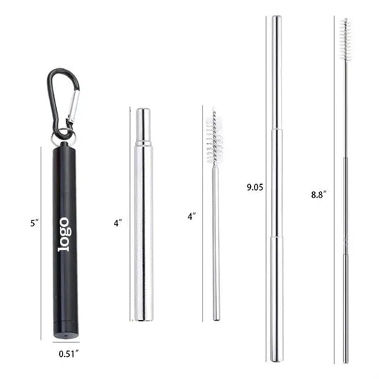 Eco Friendly Telescopic Stainless Steel Straws Kit