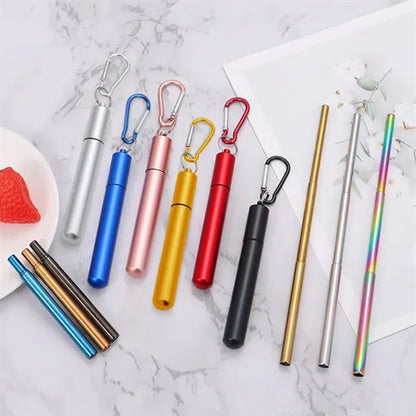 Eco Friendly Telescopic Stainless Steel Straws Kit