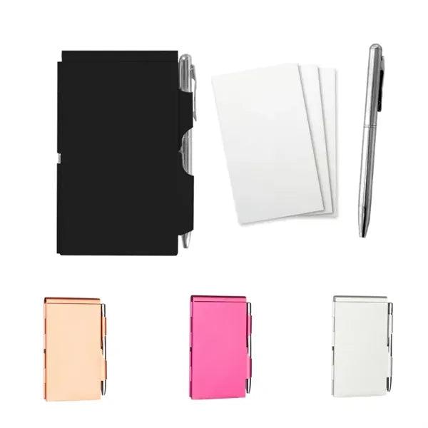 Mini Metal Pocket Notebook with Pen Refillable Paper