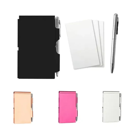 Mini Metal Pocket Notebook with Pen Refillable Paper