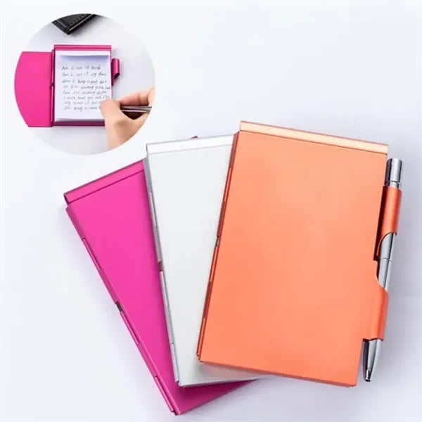 Mini Metal Pocket Notebook with Pen Refillable Paper