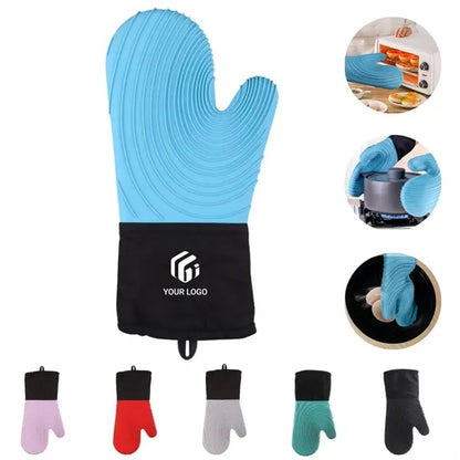 Kitchen grilling heat resistant silicone oven mitts gloves