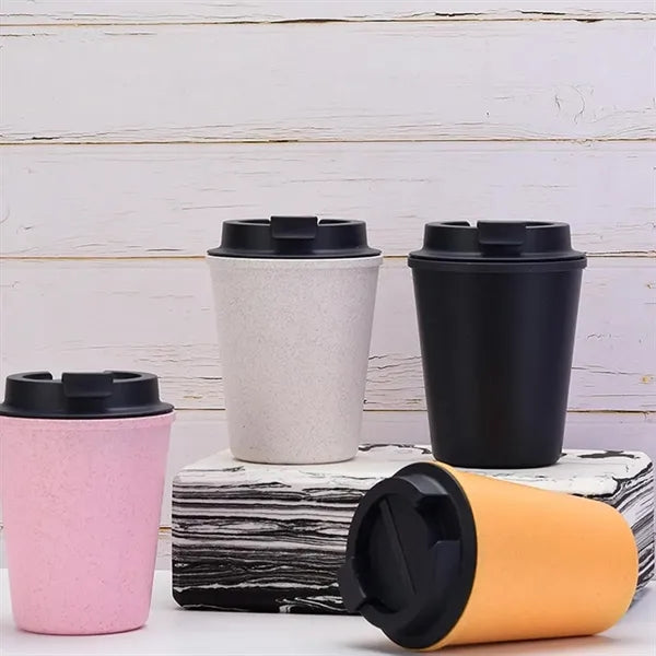 Eco-Friendly Wheat Straw Travel Mug with Lid