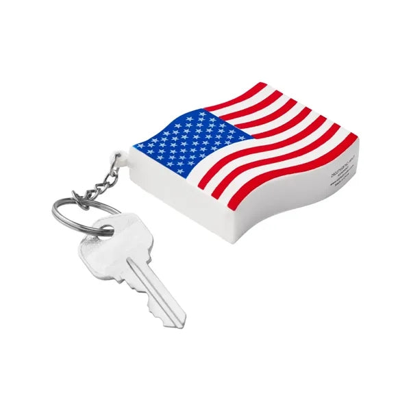 Patriotic American Flag Shape Stress Ball Keychain