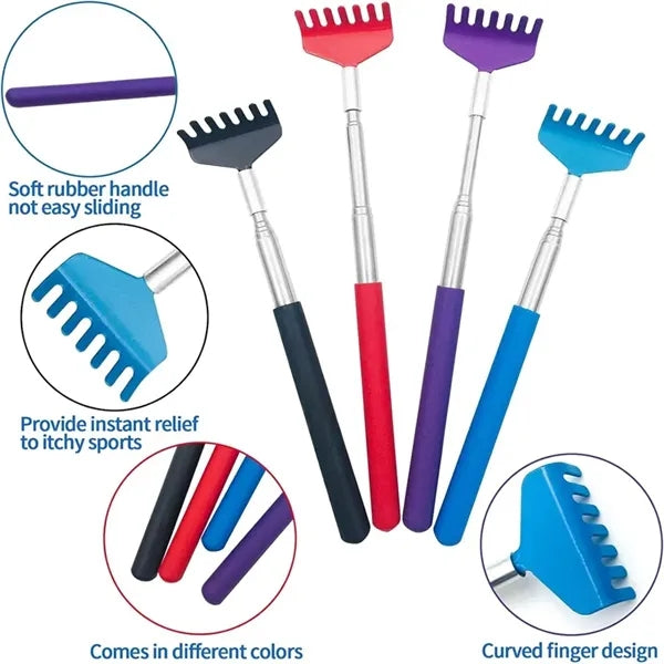 Portable Extendable Back Scratcher with Rubber Handle