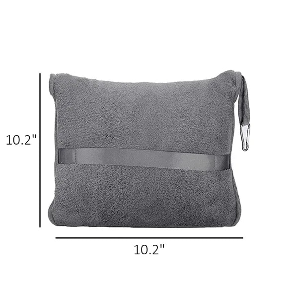 Portable 2-in-1 Flannel Travel Pillow Blanket for Winter