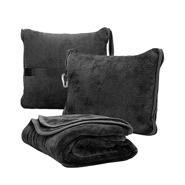 Portable 2-in-1 Flannel Travel Pillow Blanket for Winter