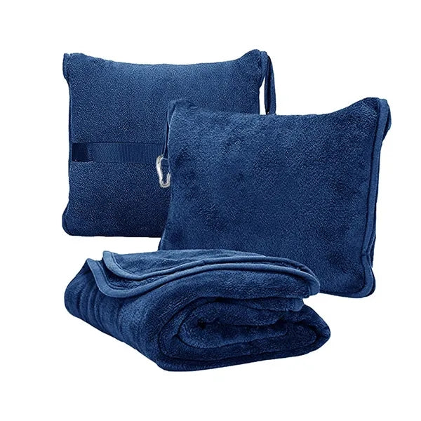 Portable 2-in-1 Flannel Travel Pillow Blanket for Winter