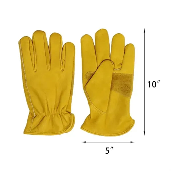 Yellow Cowhide Leather Palm Gloves