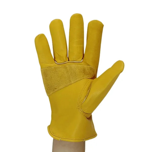Yellow Cowhide Leather Palm Gloves