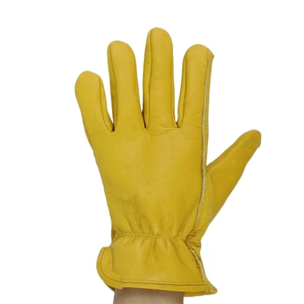 Yellow Cowhide Leather Palm Gloves