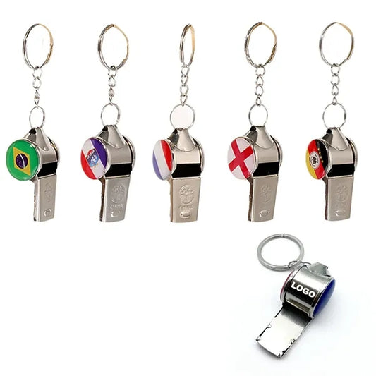Soccer Team Whistle Keychain Metal Fan Accessory Gift