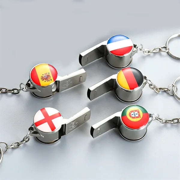 Soccer Team Whistle Keychain Metal Fan Accessory Gift