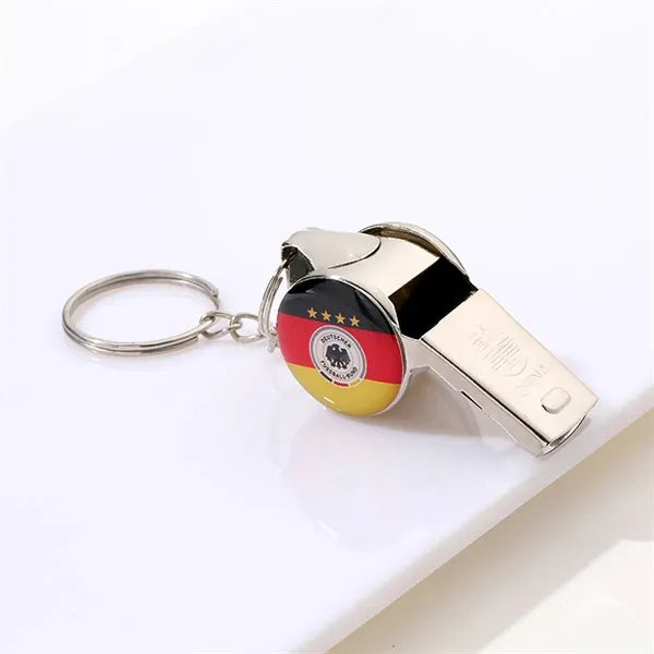 Soccer Team Whistle Keychain Metal Fan Accessory Gift