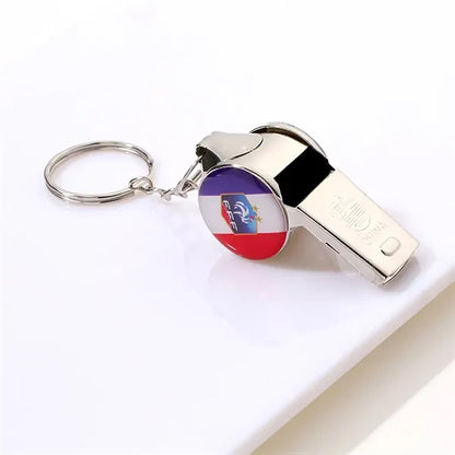 Soccer Team Whistle Keychain Metal Fan Accessory Gift