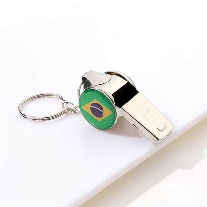 Soccer Team Whistle Keychain Metal Fan Accessory Gift