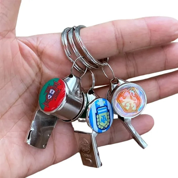Soccer Team Whistle Keychain Metal Fan Accessory Gift