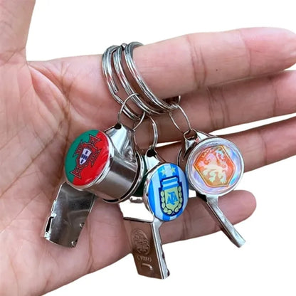 Soccer Team Whistle Keychain Metal Fan Accessory Gift