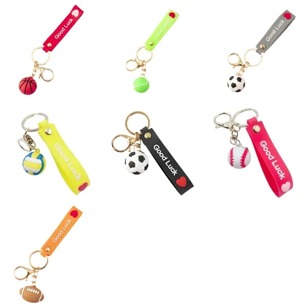 PVC Soccer Keychain - Sports Ball Charm Bag Decor
