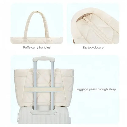 Puffy Tote Bag with Zipper