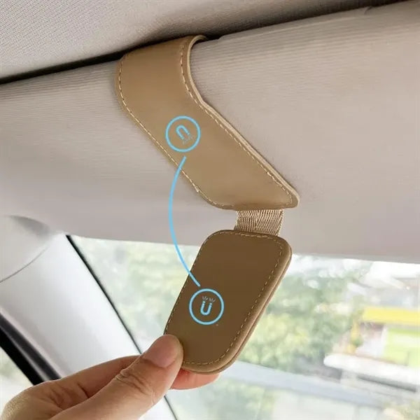 Magnetic Leather Glasses Holder & Ticket Card Clip